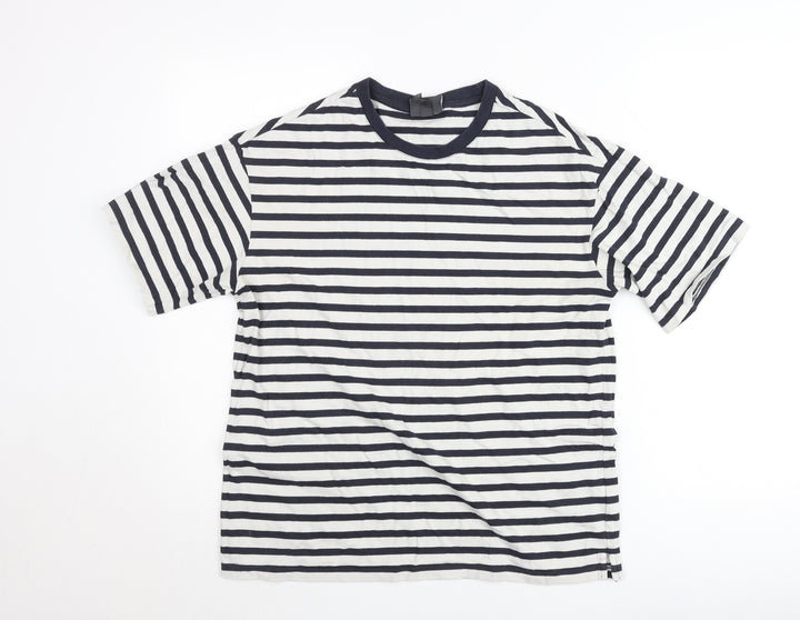 H&M Women’s Black White Striped Relaxed Fit T-Shirt Size 8
