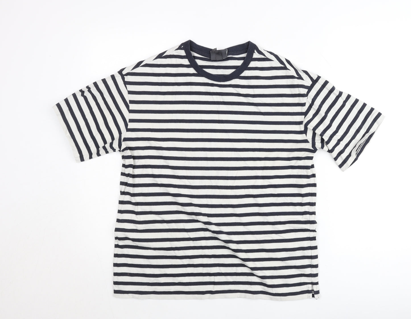 H&M Women’s Black White Striped Relaxed Fit T-Shirt Size 8
