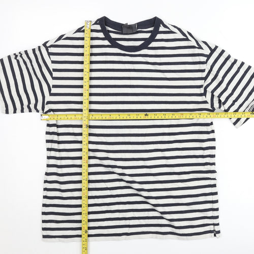 H&M Women’s Black White Striped Relaxed Fit T-Shirt Size 8