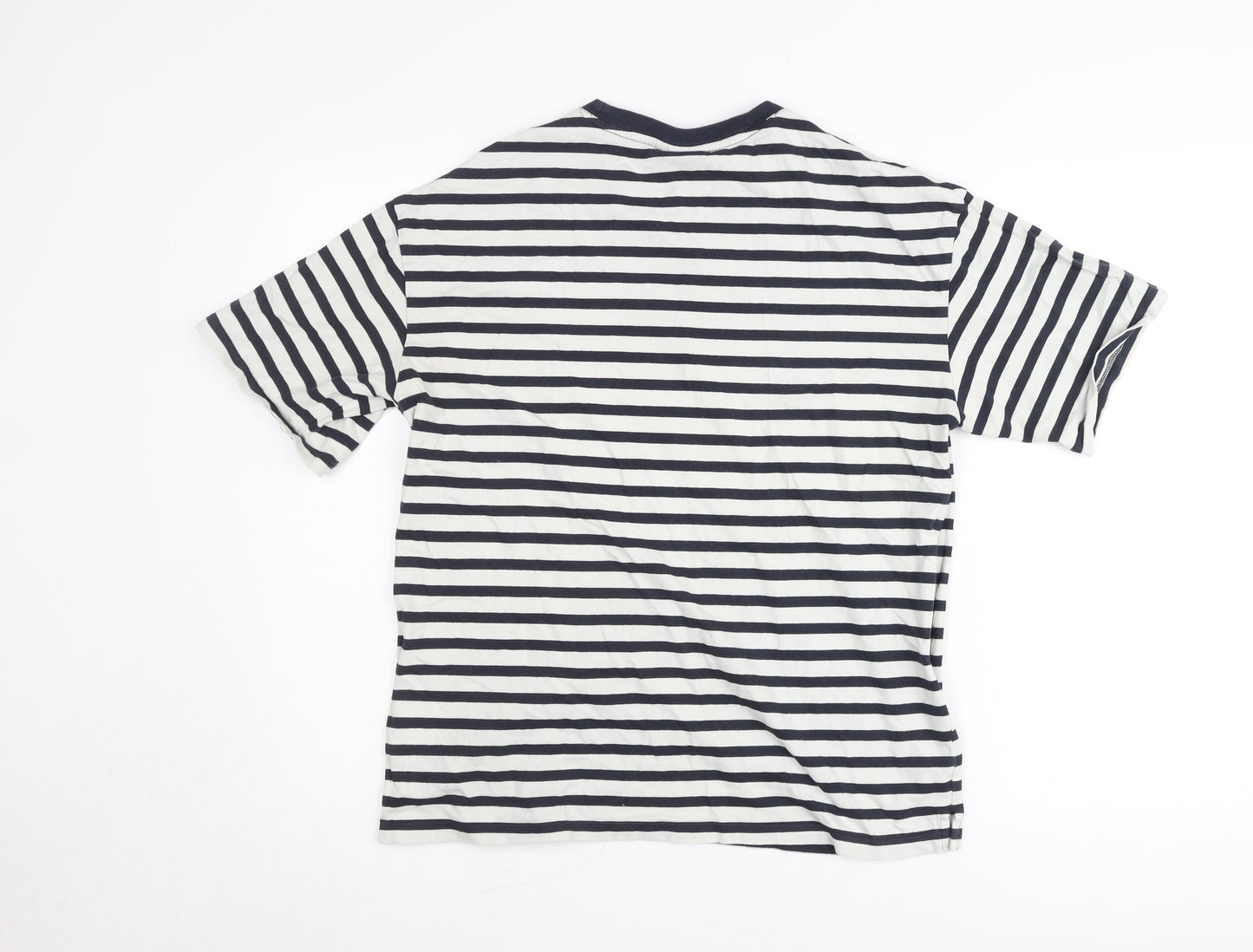 H&M Women’s Black White Striped Relaxed Fit T-Shirt Size 8