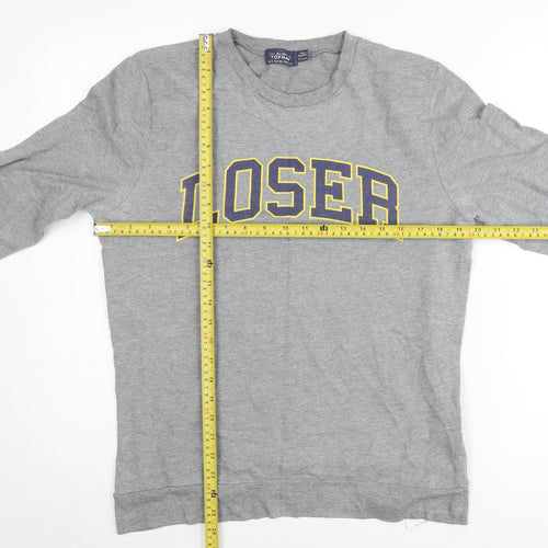 Topman Unisex Grey Jumper M Crew Neck Pullover Funny Graphic