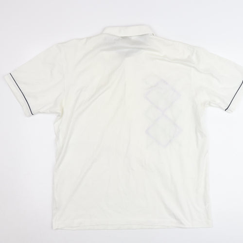 Matchplay Mens White Argyle Golf Polo Shirt Size L Cotton