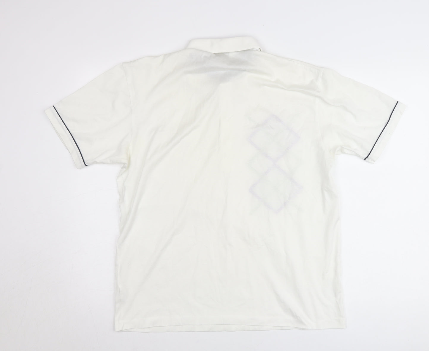 Matchplay Mens White Argyle Golf Polo Shirt Size L Cotton
