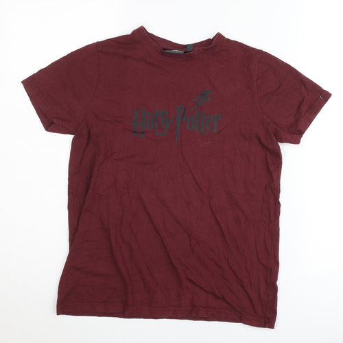 Harry Potter Boys Red T-Shirt 12-13 Years Short Sleeve Cotton Graphic