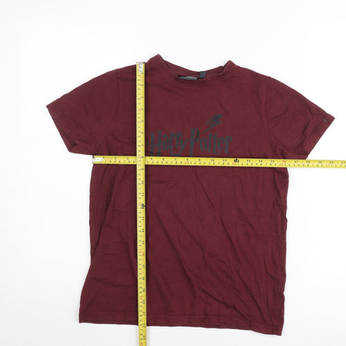 Harry Potter Boys Red T-Shirt 12-13 Years Short Sleeve Cotton Graphic