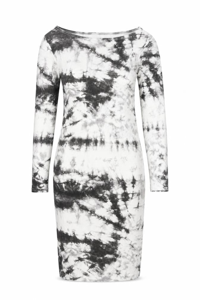 Rouge Womens Multicoloured Tie Dye Midi Bodycon Dress M Long Sleeve