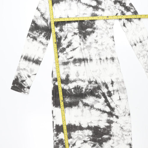 Rouge Womens Multicoloured Tie Dye Midi Bodycon Dress M Long Sleeve