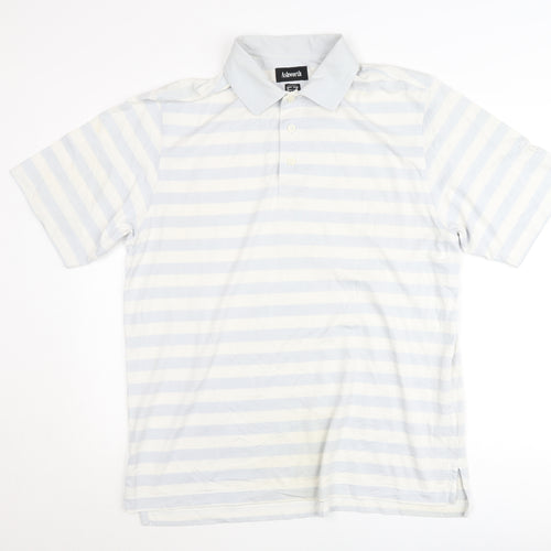 Ashworth Men’s Blue Striped Cotton Polo Shirt M Regular Fit