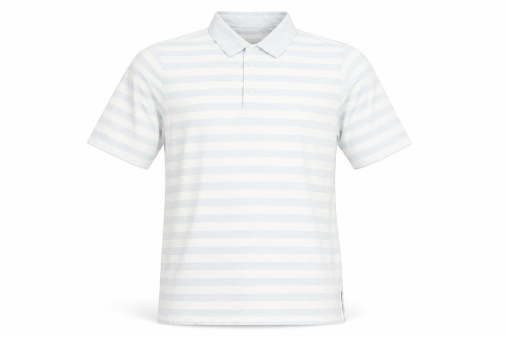 Ashworth Men’s Blue Striped Cotton Polo Shirt M Regular Fit