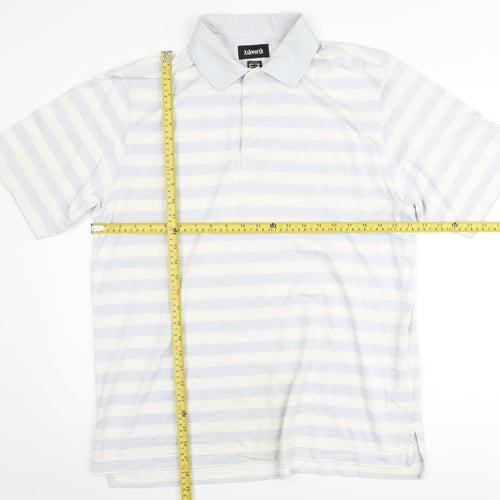 Ashworth Men’s Blue Striped Cotton Polo Shirt M Regular Fit