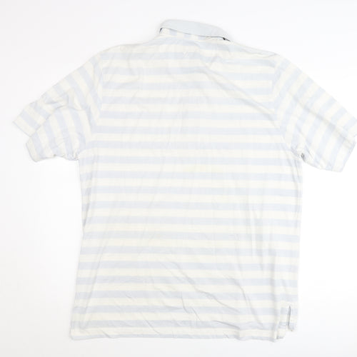 Ashworth Men’s Blue Striped Cotton Polo Shirt M Regular Fit