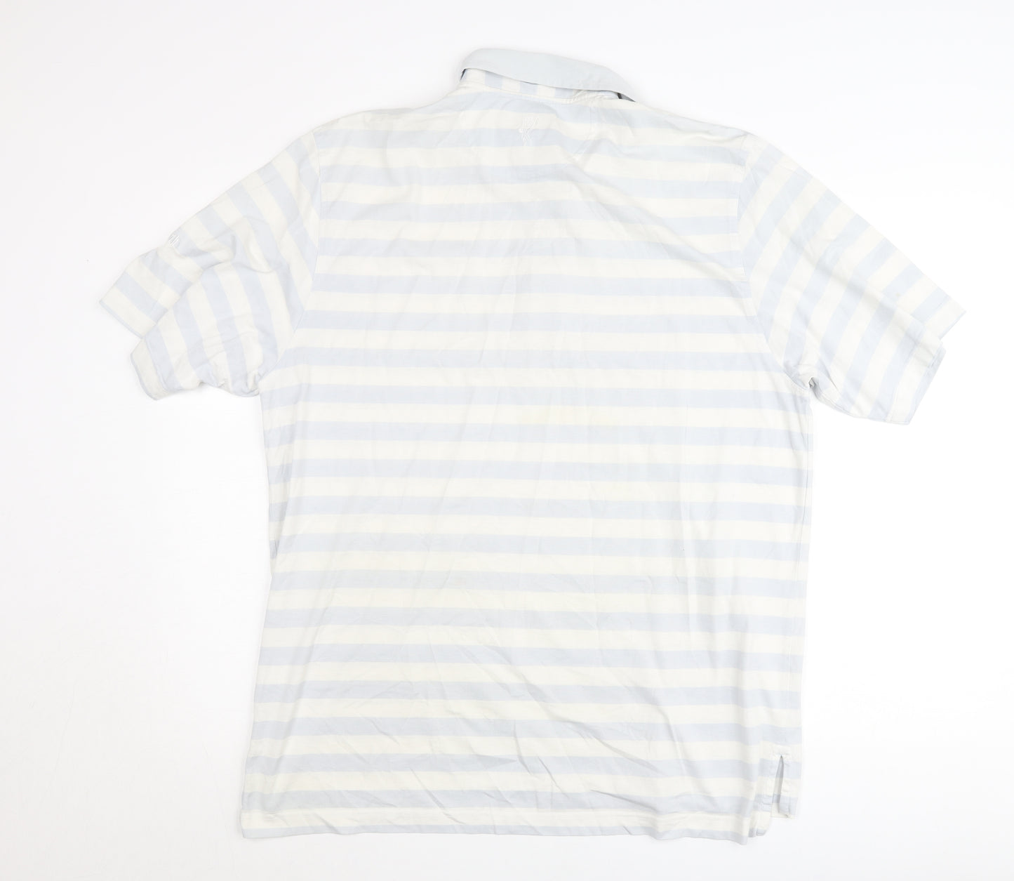 Ashworth Men’s Blue Striped Cotton Polo Shirt M Regular Fit