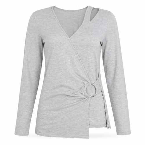 Damsel in a Dress Women’s Grey Wrap Jumper Size 10 V-Neck Slim Fit