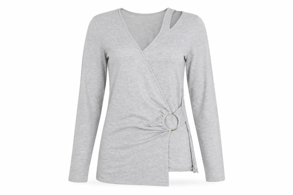 Damsel in a Dress Women’s Grey Wrap Jumper Size 10 V-Neck Slim Fit
