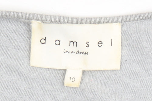 Damsel in a Dress Women’s Grey Wrap Jumper Size 10 V-Neck Slim Fit