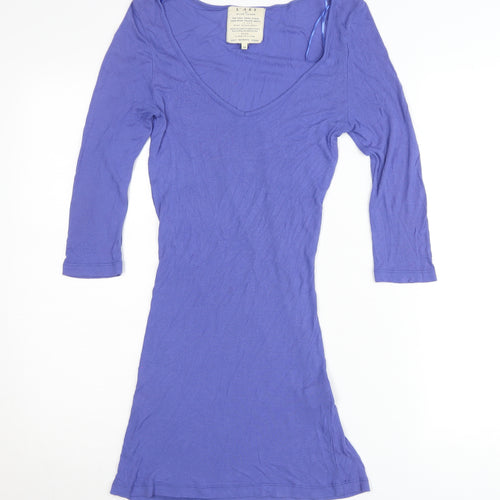 River Island Women’s Purple Bodycon Dress Size 10 V-Neck 3/4 Sleeve