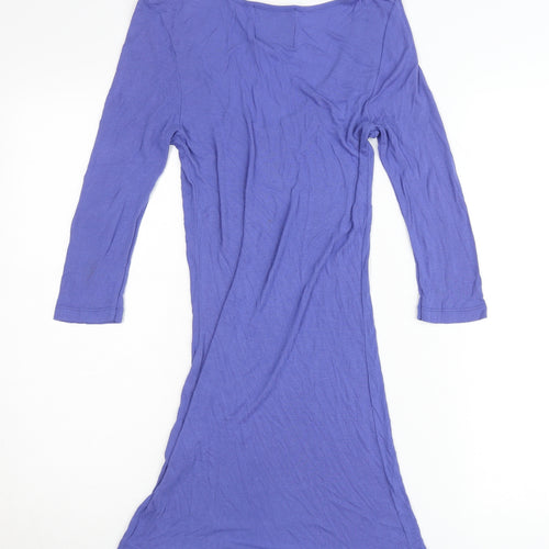 River Island Women’s Purple Bodycon Dress Size 10 V-Neck 3/4 Sleeve