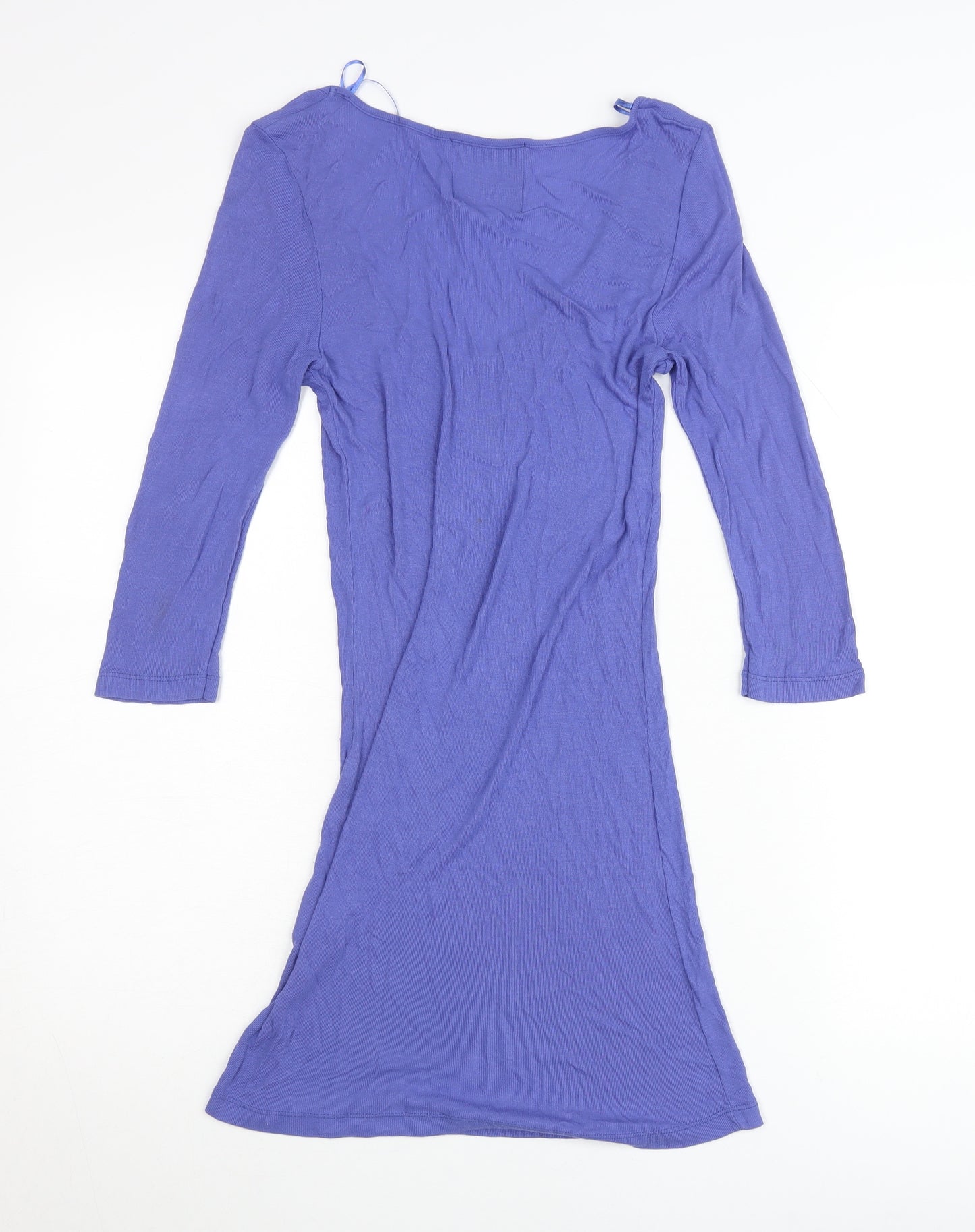 River Island Women’s Purple Bodycon Dress Size 10 V-Neck 3/4 Sleeve