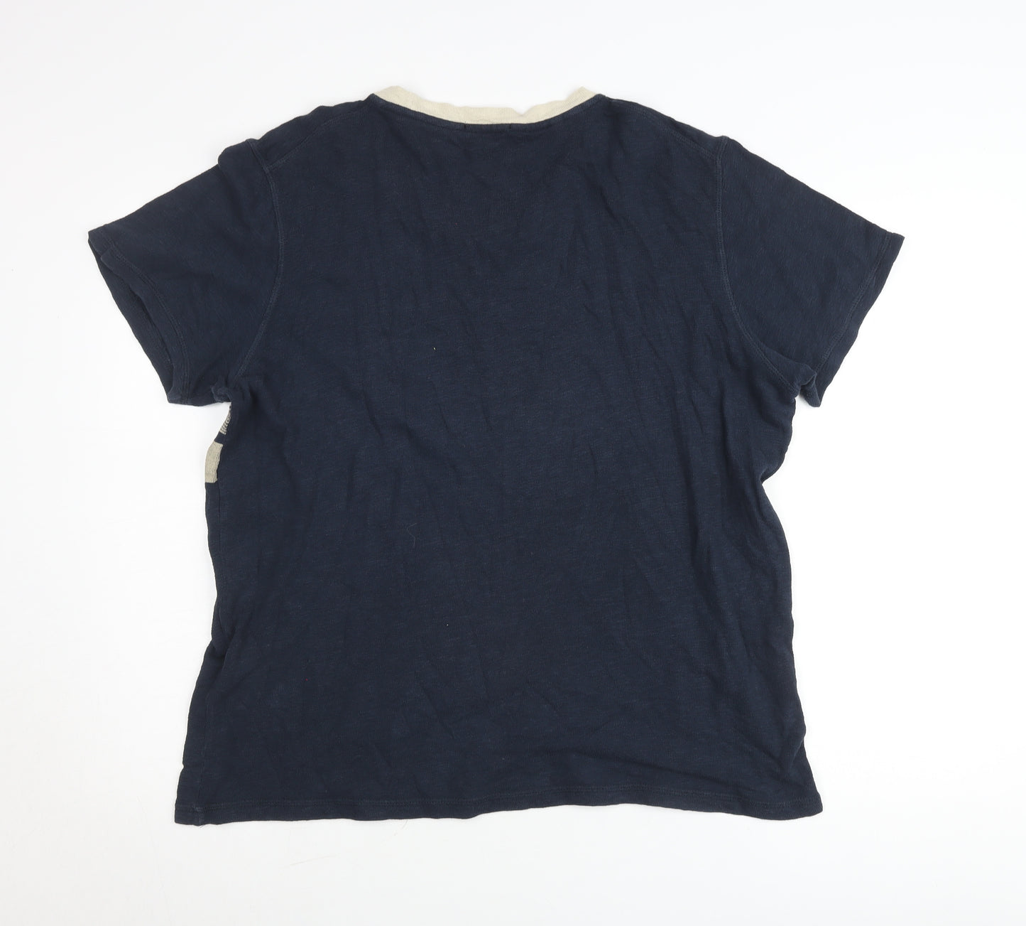 Selected Homme Men's Blue XL Striped Crew Neck Cotton T-Shirt