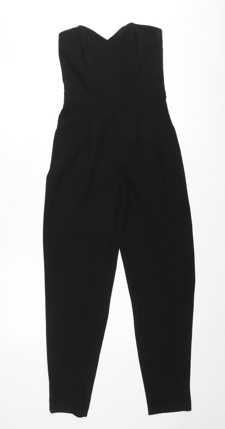 H&M Women Black Strapless Jumpsuit Size 4 Slim Fit Sweetheart Neckline
