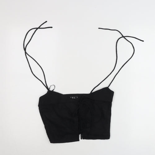 Motel Womens Black Cropped Tank Top Spaghetti Strap Size S