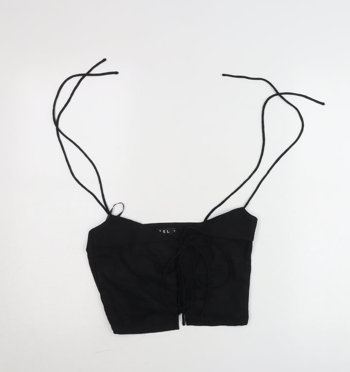 Motel Womens Black Cropped Tank Top Spaghetti Strap Size S