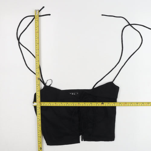 Motel Womens Black Cropped Tank Top Spaghetti Strap Size S
