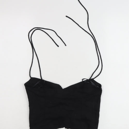 Motel Womens Black Cropped Tank Top Spaghetti Strap Size S