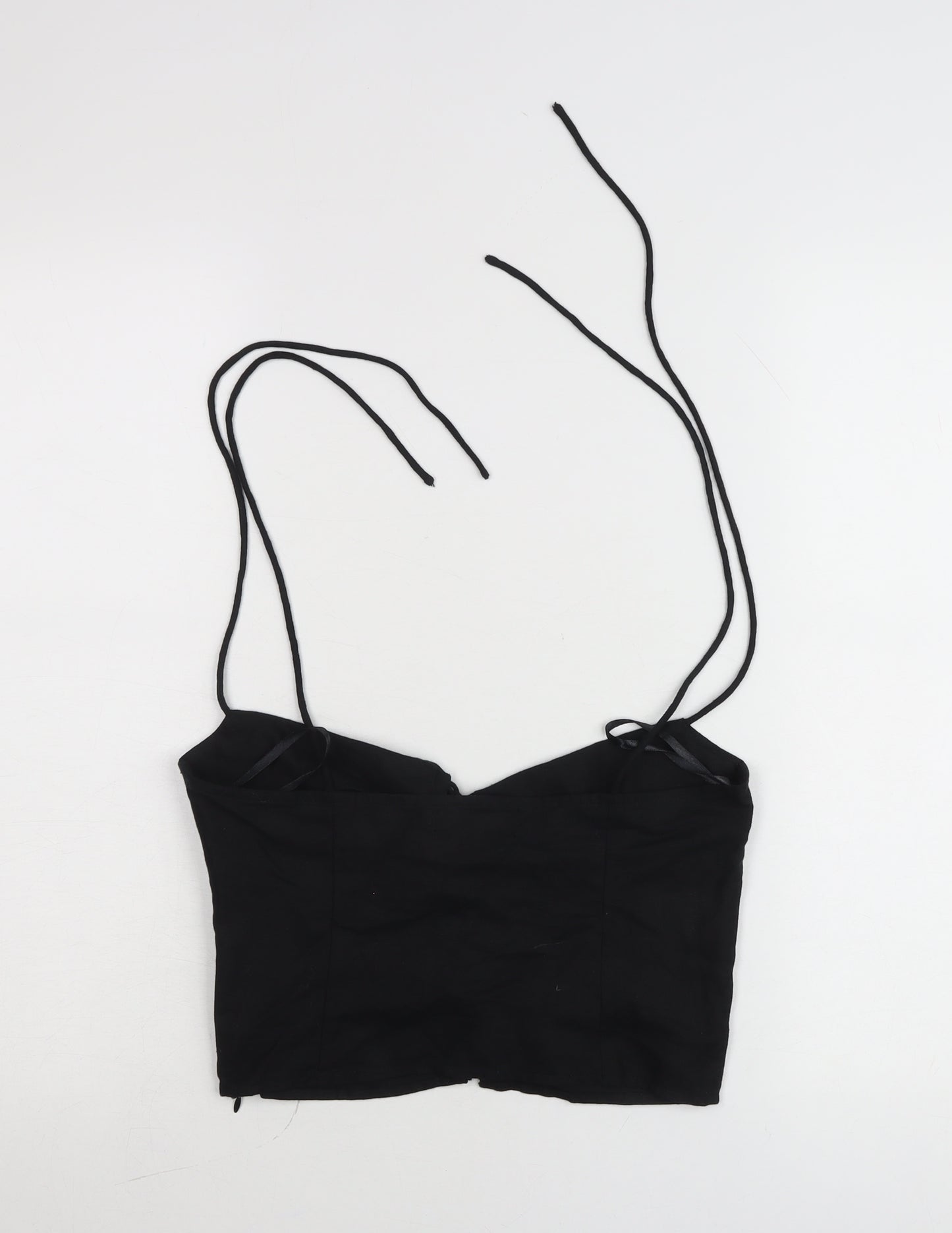 Motel Womens Black Cropped Tank Top Spaghetti Strap Size S