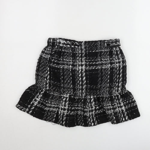 Dunnes Stores Women’s Black Check Tweed Ruffle Mini Skirt Size 8