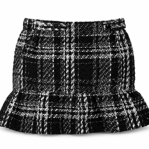 Dunnes Stores Women’s Black Check Tweed Ruffle Mini Skirt Size 8