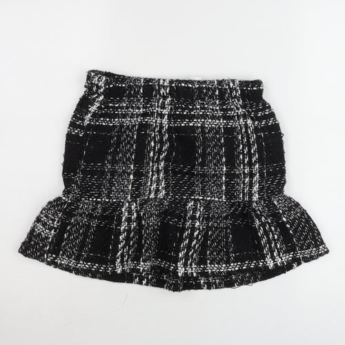 Dunnes Stores Women’s Black Check Tweed Ruffle Mini Skirt Size 8