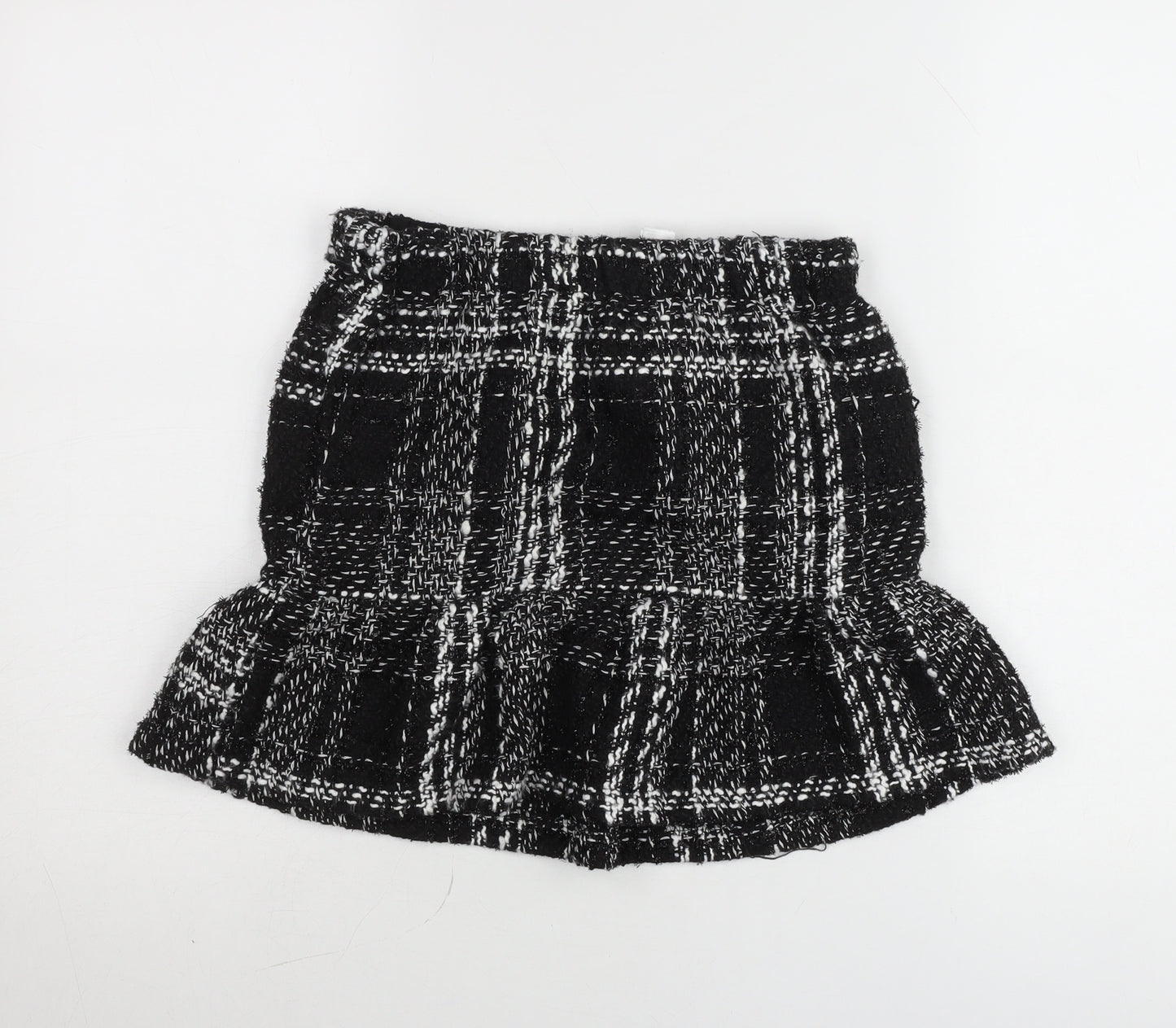 Dunnes Stores Women’s Black Check Tweed Ruffle Mini Skirt Size 8
