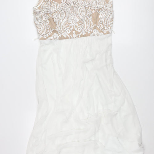 R&M Richards Women White Size 10 A-Line Lace Cocktail Dress