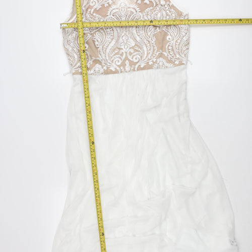 R&M Richards Women White Size 10 A-Line Lace Cocktail Dress