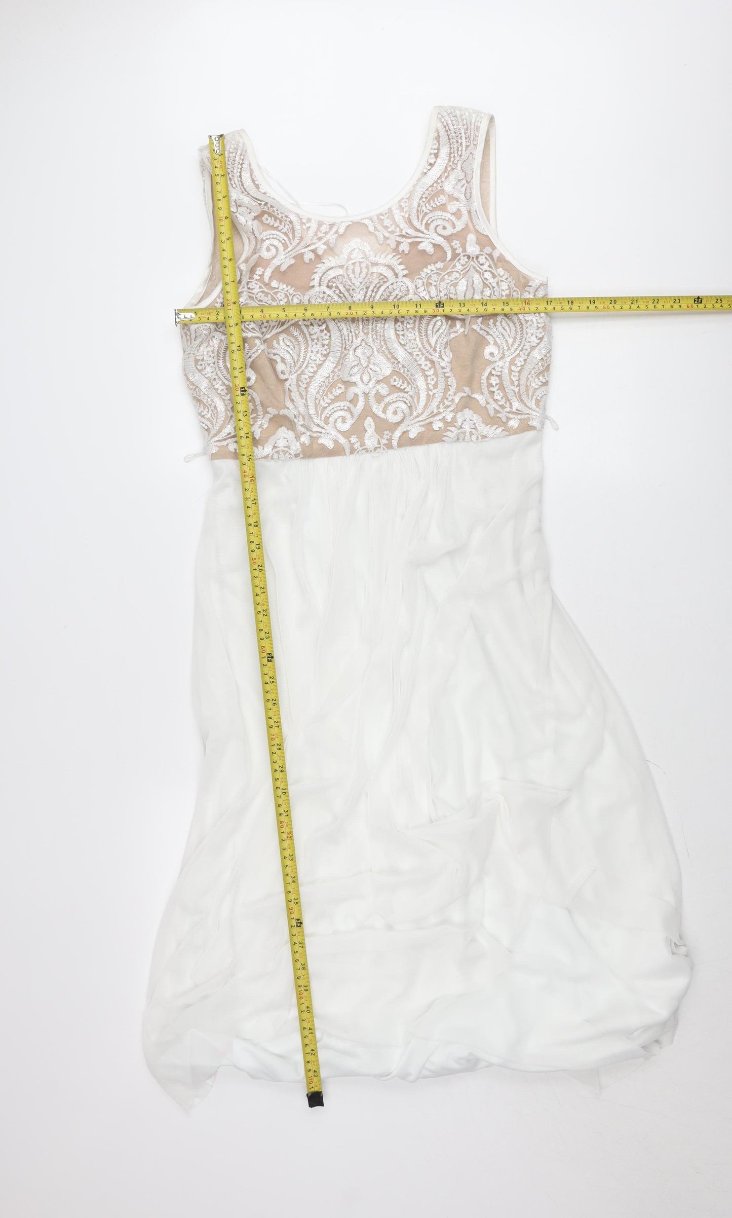 R&M Richards Women White Size 10 A-Line Lace Cocktail Dress