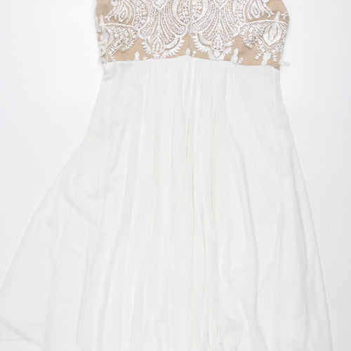 R&M Richards Women White Size 10 A-Line Lace Cocktail Dress