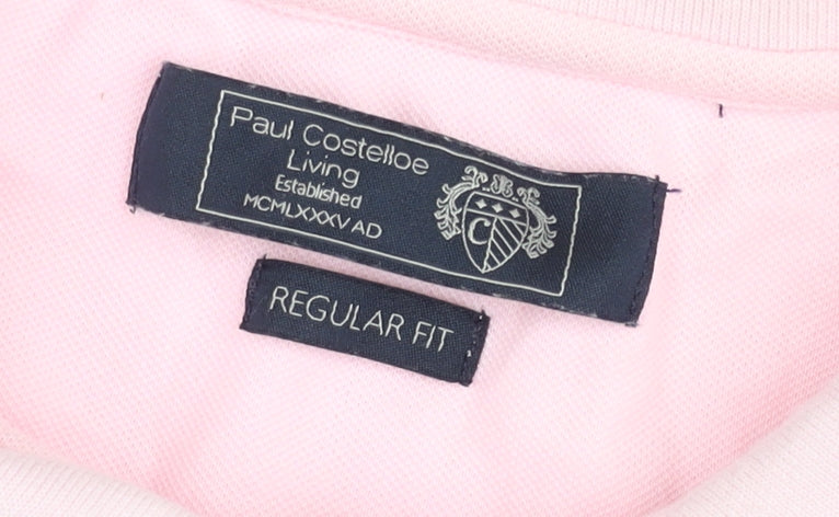 Paul Costelloe Men’s Pink Cotton Polo Shirt Regular Fit M