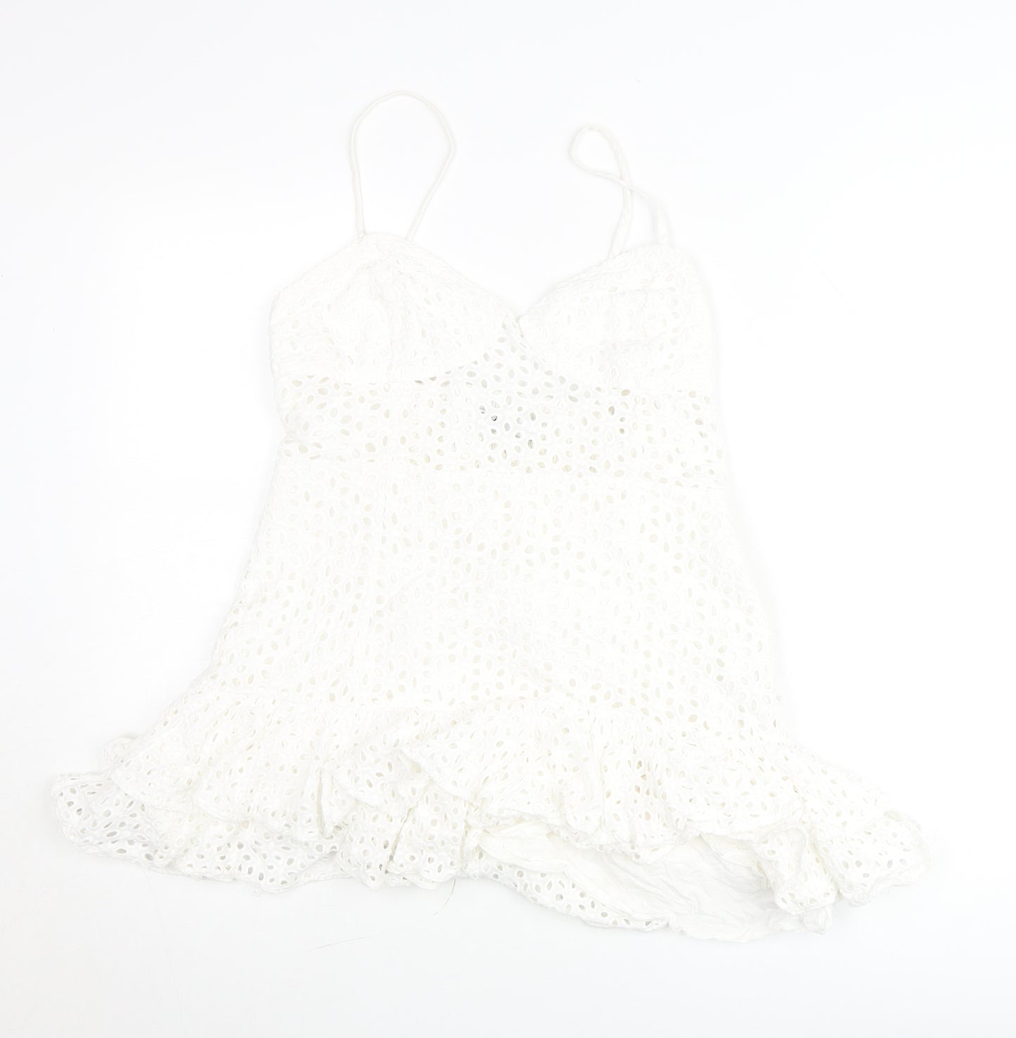 Zara Women White Lace Camisole Tank Top Size 12 Boho Summer
