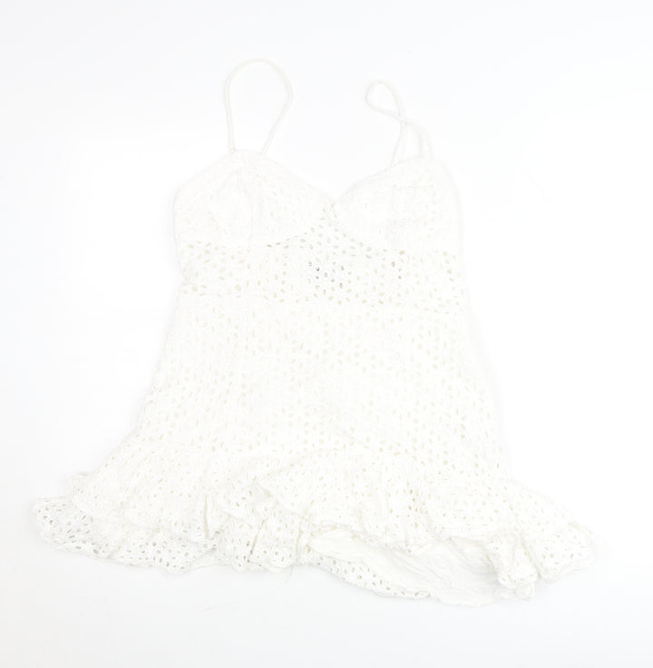 Zara Women White Lace Camisole Tank Top Size 12 Boho Summer