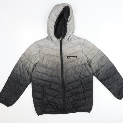 Ellesse Boys Grey Black Ombre Puffer Jacket Hooded Coat 10-11 Years