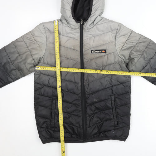 Ellesse Boys Grey Black Ombre Puffer Jacket Hooded Coat 10-11 Years