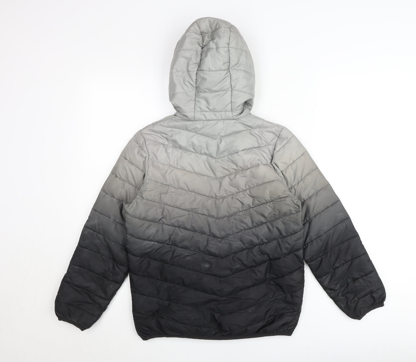 Ellesse Boys Grey Black Ombre Puffer Jacket Hooded Coat 10-11 Years
