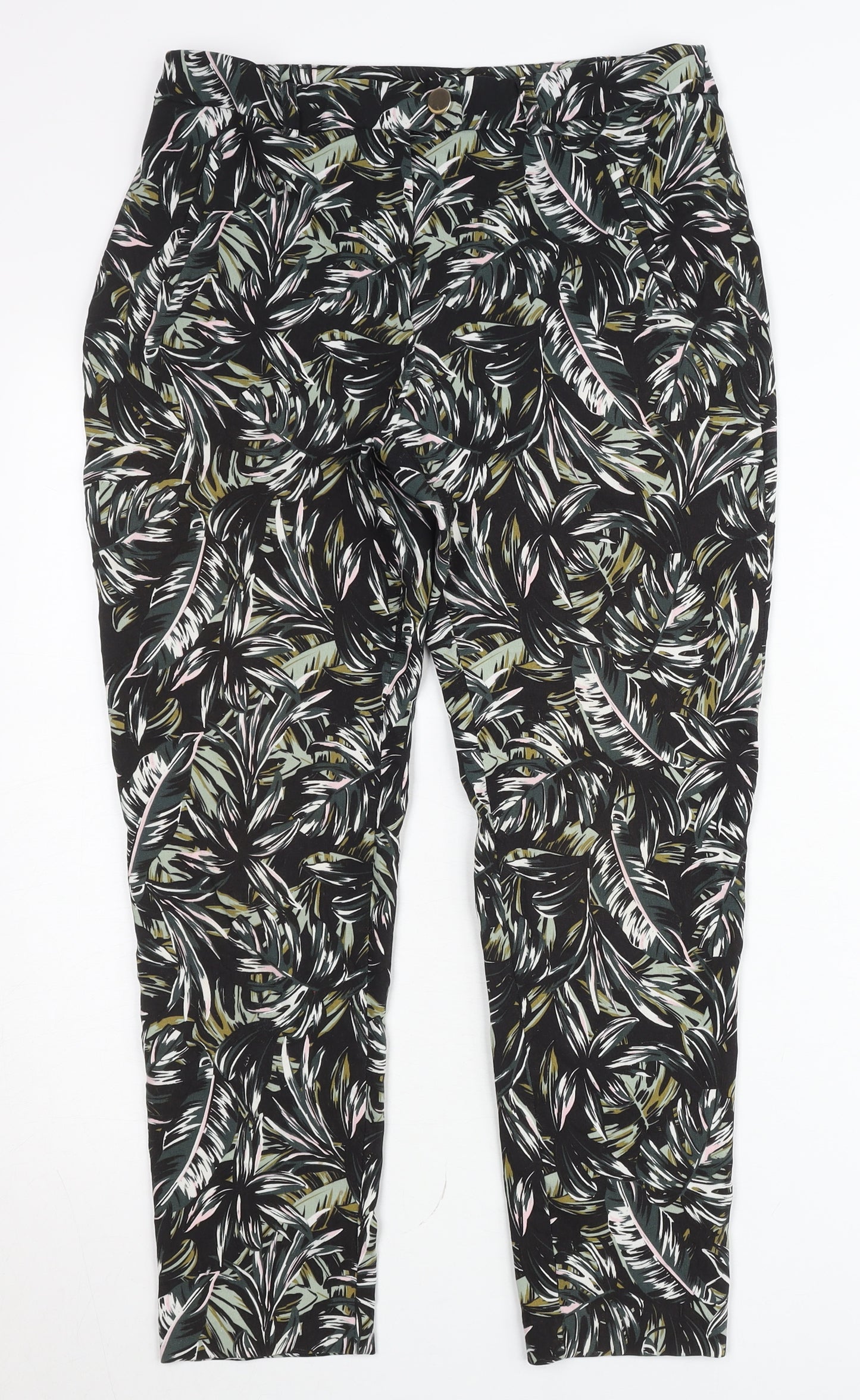 F&F Women's Multicoloured Floral Chino Trousers Size 12