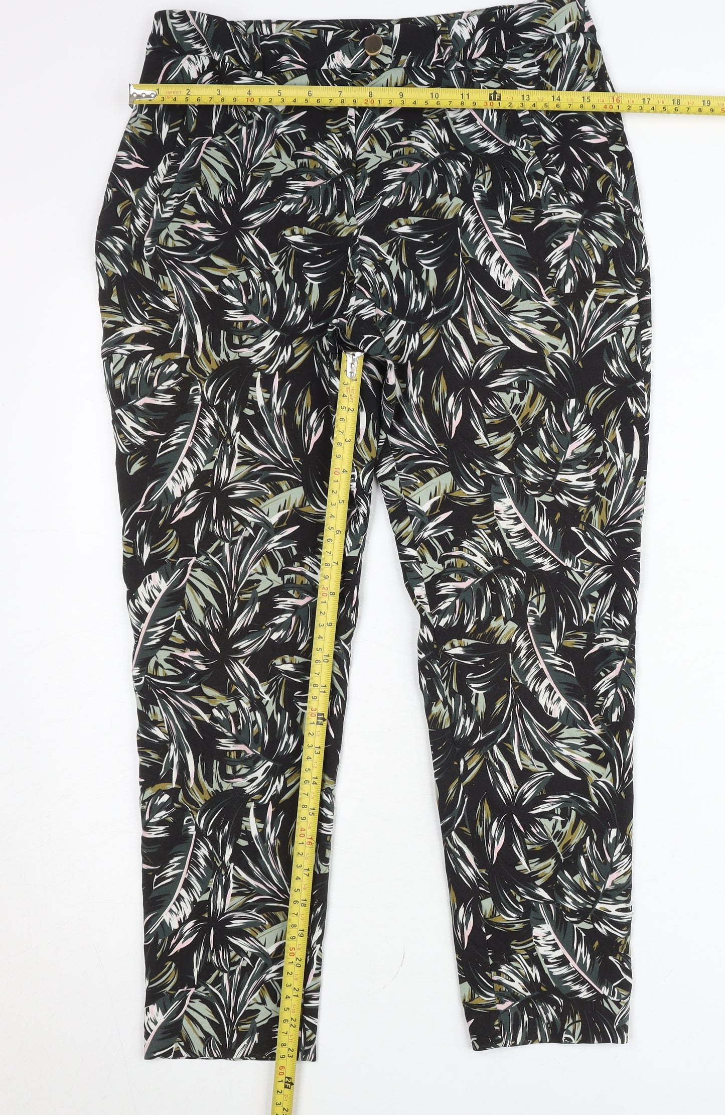 F&F Women's Multicoloured Floral Chino Trousers Size 12