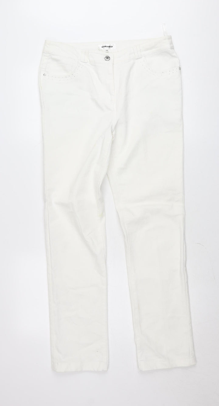 Gerard Womens White Straight Stretch Jeans Size 14