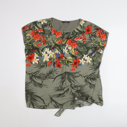 Dunnes Women’s Green Floral Tunic Blouse Size 16 Embroidered