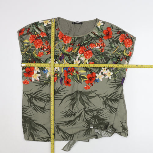 Dunnes Women’s Green Floral Tunic Blouse Size 16 Embroidered