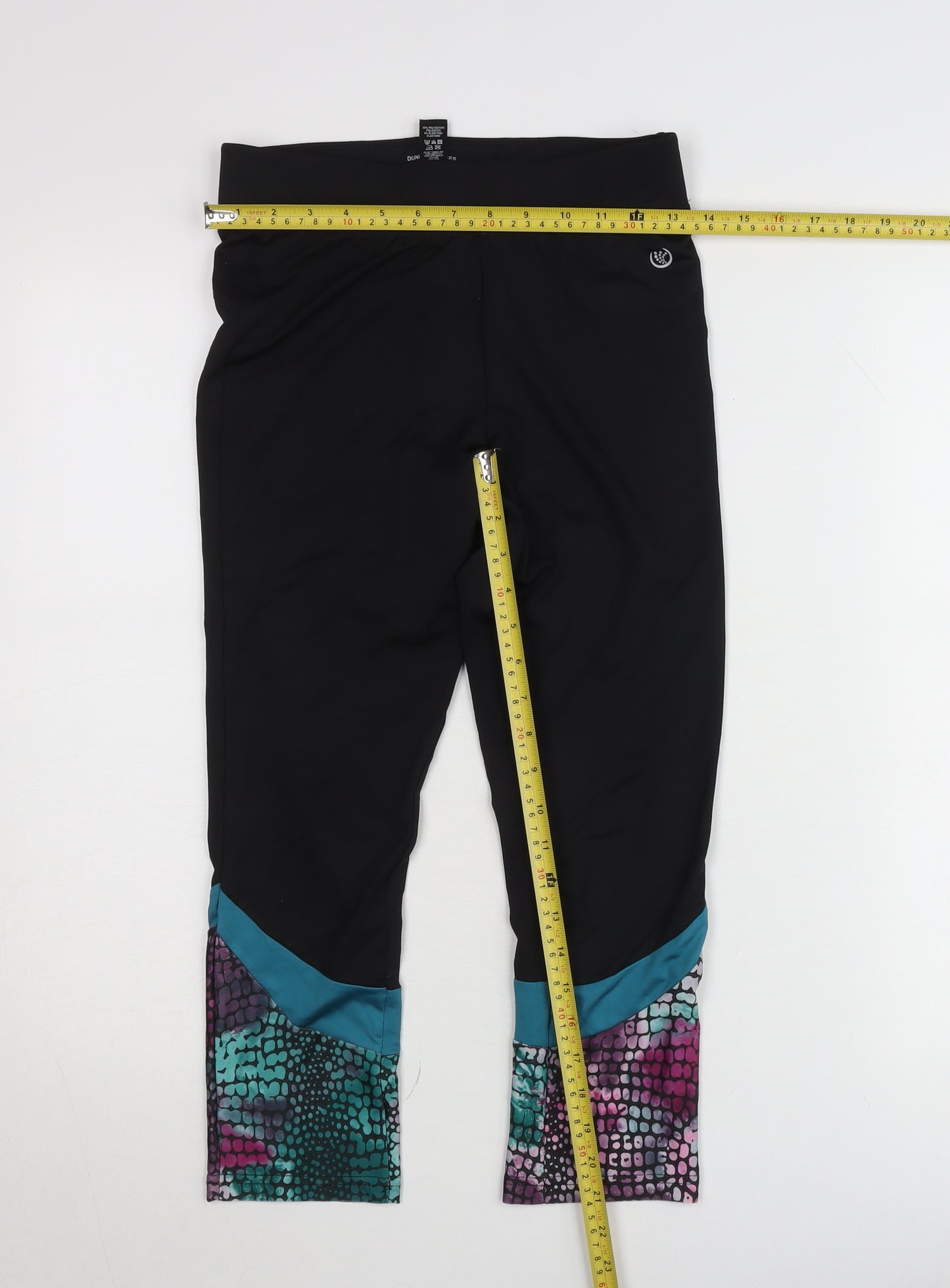 Dunnes Stores Women’s Black Multicolour Capri Leggings Size 8-10
