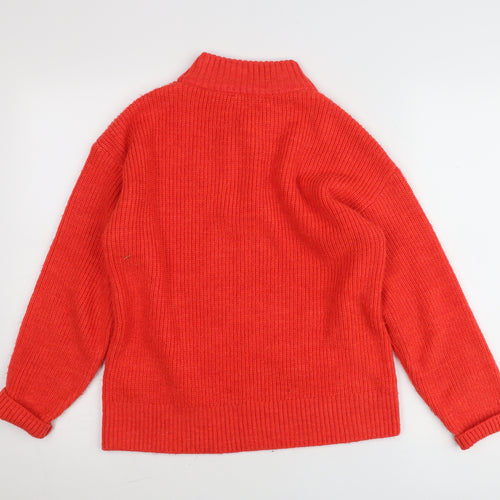 Marks and Spencer Womens Red Size 10 Chunky Knit Half Zip Jumper